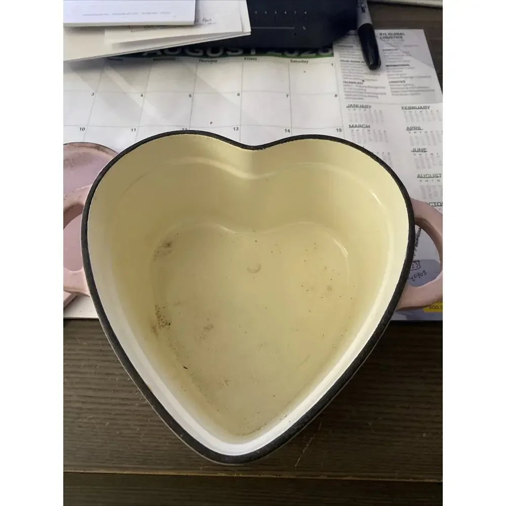 Beautiful 2QT Cast Iron Heart Dutch Oven, Pink Champagne by Drew Barrymore
